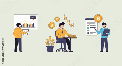 Cryptocurrency trading analysis and financial planning with bitcoin charts
