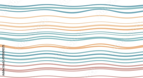 Abstract wavy lines pattern, pastel colors, seamless background