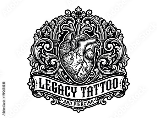 Black and white tattoo studio logo design.