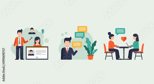 Online dating, speed dating and virtual communication concepts