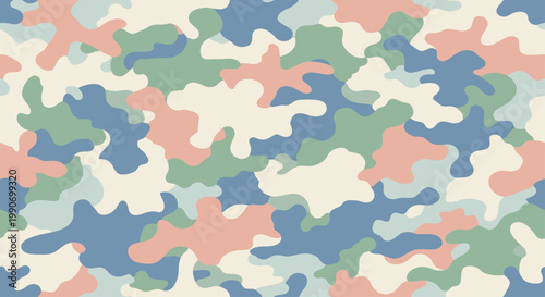 A soft, abstract camouflage pattern with muted pastel colors blending seamlessly