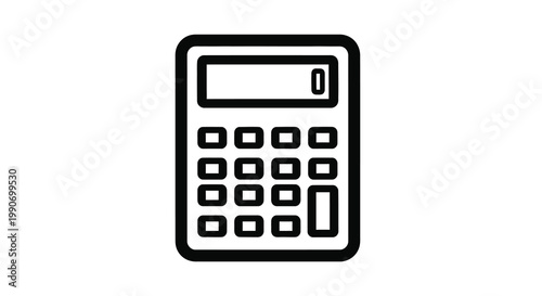 Simple black outline of a digital calculator with a blank display silhouette
