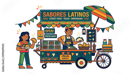 Latin American street food cart vendor.