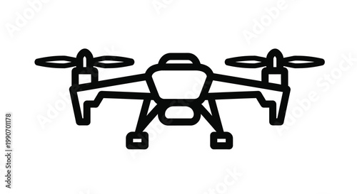 A modern quadcopter drone design viewed from above in black silhouette