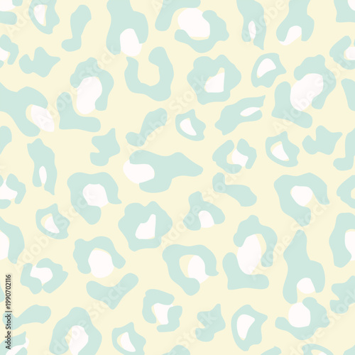 Photos Soft pastel leopard seamless pattern in mint and cream, animal print design for
