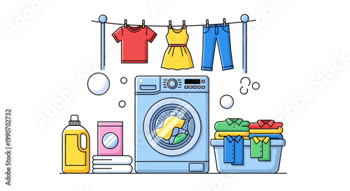 Washing Machine with Laundry Supplies.
