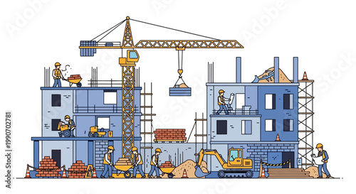 Construction workers building a structure.