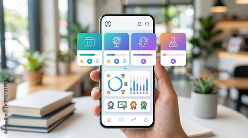 Obraz na płótnie Education app course dashboard clean interface design
