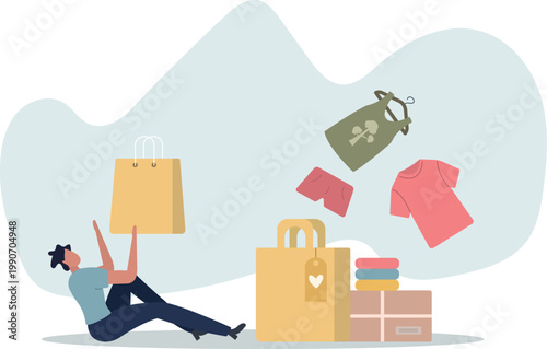 Food loss and waste illustration.Environment and resources problem concept.overconsumption problem.person's life situation and his activities.