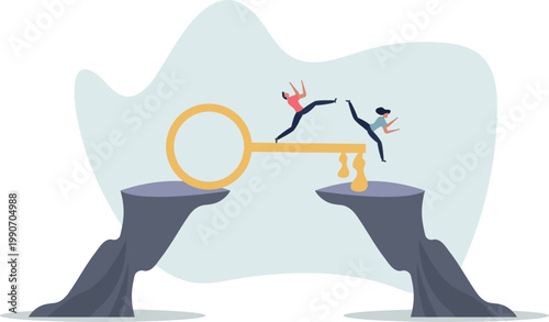 Key success, solution to solve problem and overcome obstacle, link or connect bridge to help achieve success, resolution method or resolve concept.person's life situation and his activities.