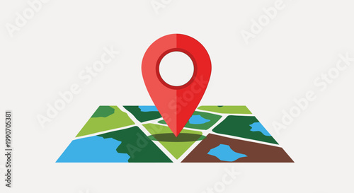 Red location pin icon on a stylized map, light gray background, for navigation