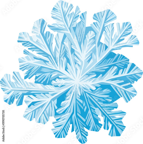 Detailed snowflake illustration with intricate patterns and icy blue hues.