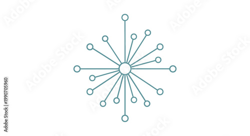 Abstract network connection nodes diagram on an isolated white background, representing technology and data distribution.