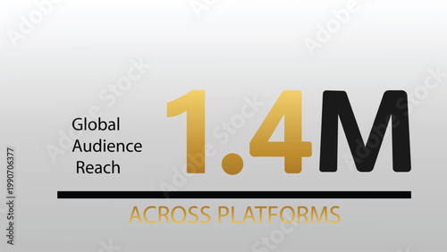 Global audience reach 1.4M across platforms business infographic.