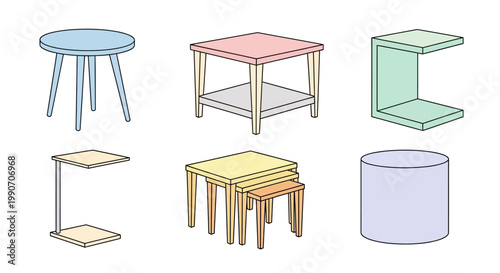 Collection of various small tables.