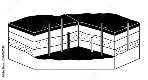 Cross-Section of Soil Layers Showing Underground Composition.
