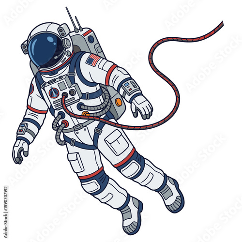 Astronaut floating in space, exploring the universe in a spacesuit