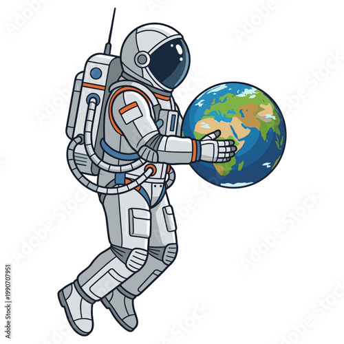 An astronaut holding the Earth in space. The astronaut floats weightlessly, highlighting a sense of exploration and discovery