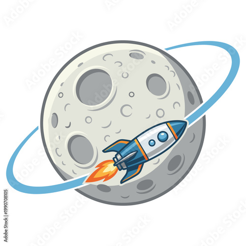 A rocket soaring past the moon