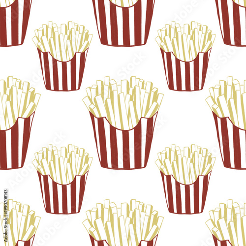 French Fries fast food for print pattern seamless and decorate wrapping paper and more.