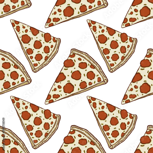 Pizza slice print pattern seamless for Italian food lovers.