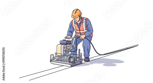 Man in hard hat operating machine.