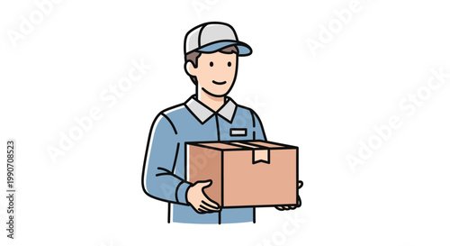 Delivery man holding a cardboard box.