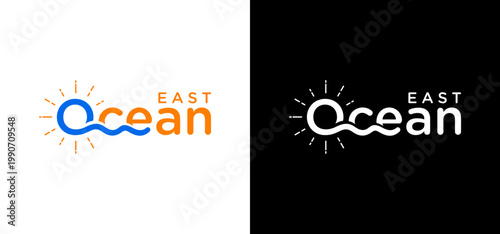 Tableau sur toile East ocean logo displayed in both color and monochrome, perfect for branding materials, merchandise, advertising, and website designs