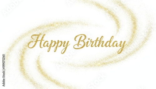 Elegant happy birthday gold lettering on white background luxury festive greeting card design