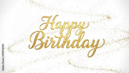 Elegant happy birthday gold lettering on white background luxury festive greeting card design