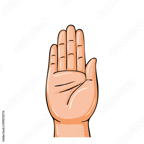 Illustration of a cartoon hand palm open showing stop gesture