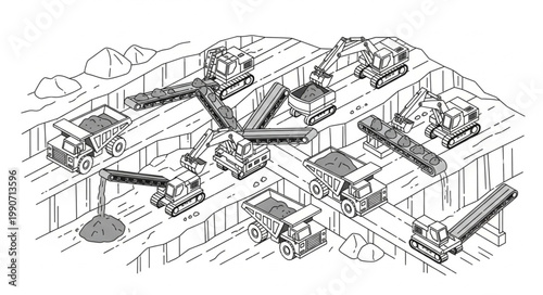 Detailed Architectural Sketch of Urban Cityscape with Buildings and Streets.