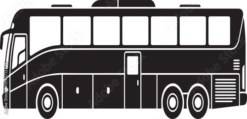 Modern Long Distance Coach Bus Silhouettes