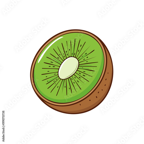 Juicy kiwi fruit cut in half revealing bright green flesh and tiny black seeds