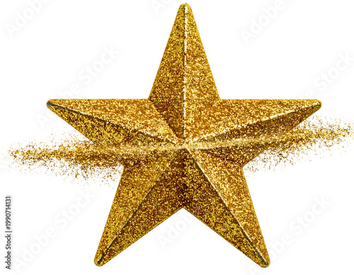 Glistening golden star exploding into glittering particles