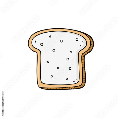 Simple Cartoon Slice of White Bread with Crust