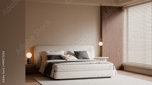 Konstfotografi Modern Minimalist Luxury Bedroom Interior - 3D Render
