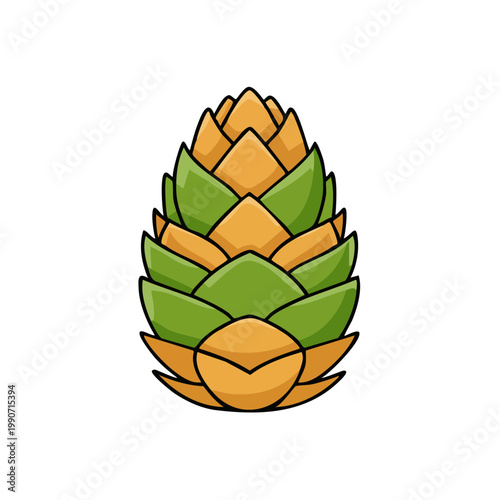 Stylized Hop Cone Illustration for Brewing and Craft Beer Industry Designs