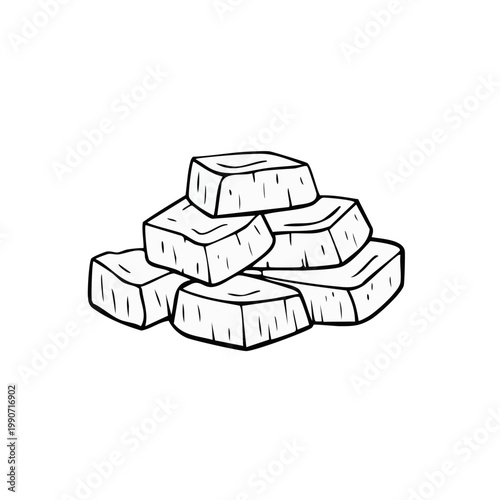 Pile of roughly cut stone blocks illustration