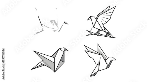 Origami Bird Collection: A compilation of elegant origami birds showcases the intricate art of paper folding, with each delicate figure representing a symbol of flight, freedom, and creativity.