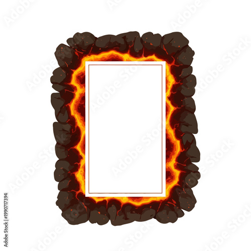 Burning Fire Frame Border Design Element.