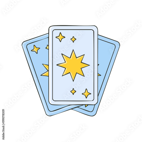 Mystical tarot cards with golden stars and celestial patterns for fortune telling and divination