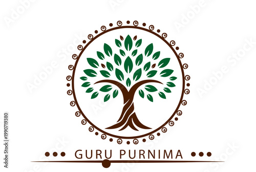 Guru Purnima greeting with stylized tree of life