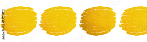 Four bright yellow brush strokes on a white background