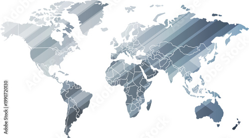 Abstract World Map Vector, Global Geography, Modern Digital Design, Business Connections vector illustration