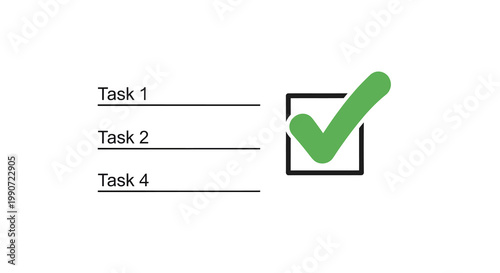Checkmark symbol with tasks, green tick and checkboxes