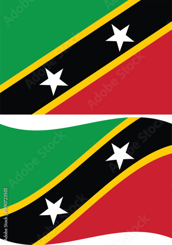 Waving flag of Saint Kitts and Nevis. Saint Kitts and Nevis flag on white background. Jordan Flag. flat style.
