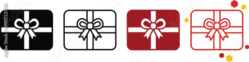 Minimalist Gift Card Icon Logo Set Vector Outline. Essential for E-commerce, Vouchers, Presents, Discounts, Rewards, and Shopping Design.
