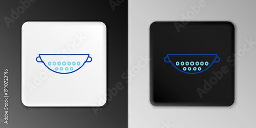 Line Kitchen colander icon isolated on grey background. Cooking utensil. Cutlery sign. Colorful outline concept. Vector
