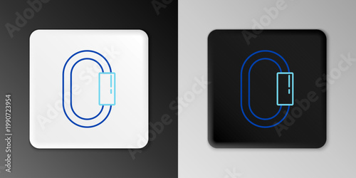Line Carabiner icon isolated on grey background. Extreme sport. Sport equipment. Colorful outline concept. Vector